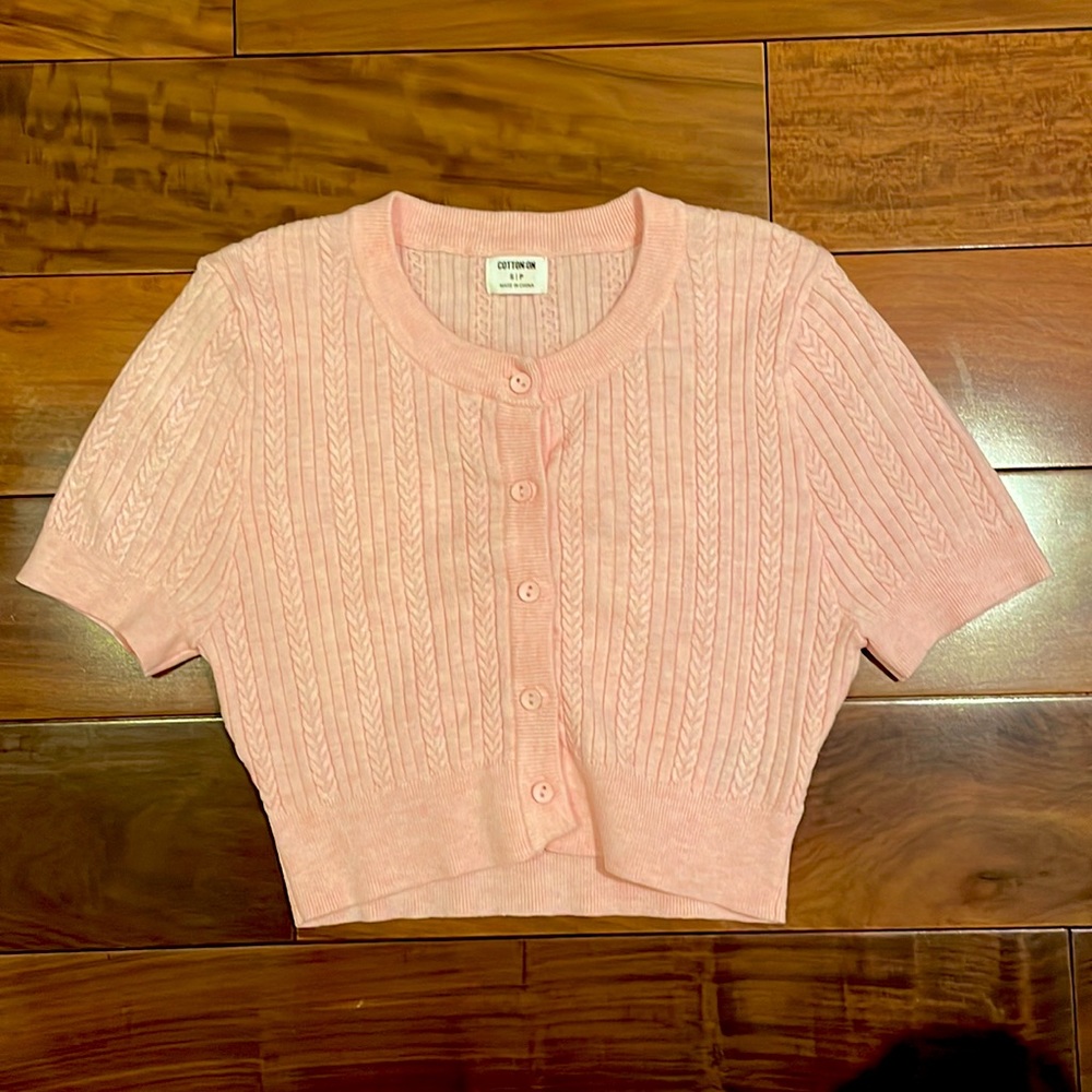 Pink Short Sleeve Cardigan